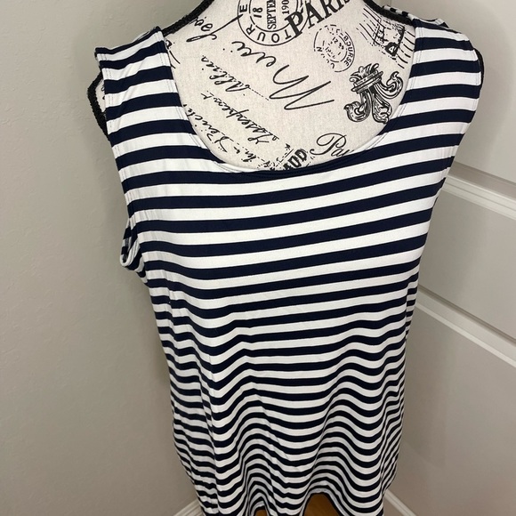 Charter Club Tops - Charter Club Navy and White Striped Tank Top